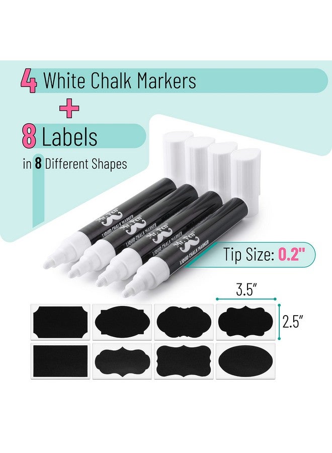 Mr. Pen Markers طباشير بيضاء، 4 عبوات، طرف مزدوج، 8 ملصقات، Marker طباشير سائلة بيضاء، للأسطح غير المسامية، Markers طباشير، Markers بيضاء قابلة للمسح، Markers طباشير للسبورة، قلم سبورة - Image 3