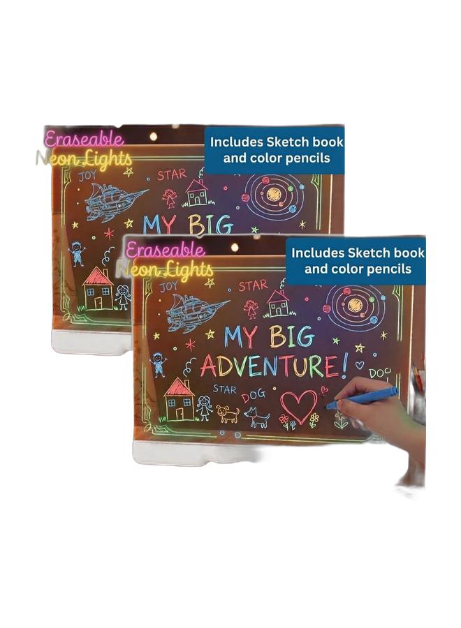 LED Drawing Board for Kids with Magic Pen Set, Glow Art Board, Reusable Light Up Drawing Pad, Creative Painting and Coloring Board, Educational Art & Craft Toy for Boys and Girls Bundle - Image 1