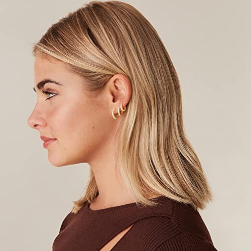 PAVOI 18K Huggie 3 Earring Pack (8mm, 10mm and 12mm) (3 Pack Huggies, Rose Gold) - Image 4