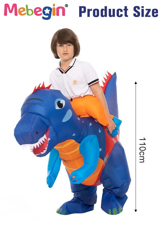 MEBEGIN - Kids Inflatable Dinosaur Costume, Dinosaur Rider Outfit with Blower and Battery Case, Cartoon Doll Clothing, Funny Blow up Pretend Toy Costume for Dess up Parties, Festivals and Cosplay Games, Suitable 90-130cm Height, 4 AA Batteries Required(Not Included) - Image 1