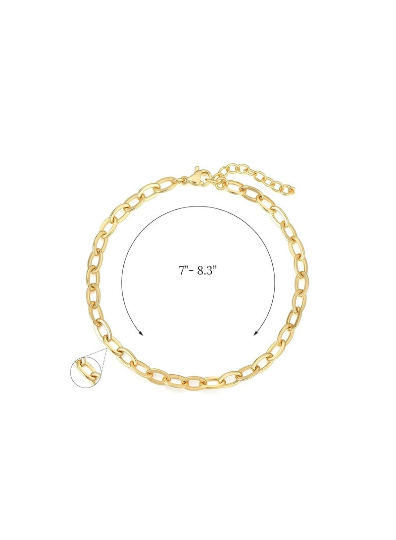 Julia Store 18K Gold Plated Oval Chic Elegant Paperclip Chain Stainless Steel Dainty Simple Gold Paper Clip Bracelet Non Tarnish Gold Bracelet for Women Trendy Fashion Aesthetic Jewelry Gift - Image 2