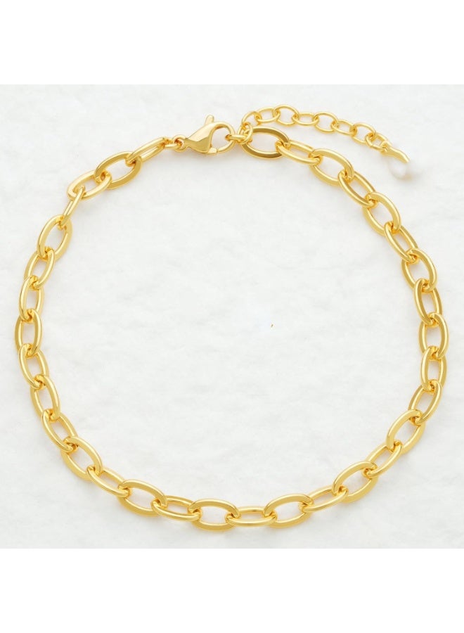 Julia Store 18K Gold Plated Oval Chic Elegant Paperclip Chain Stainless Steel Dainty Simple Gold Paper Clip Bracelet Non Tarnish Gold Bracelet for Women Trendy Fashion Aesthetic Jewelry Gift - Image 1