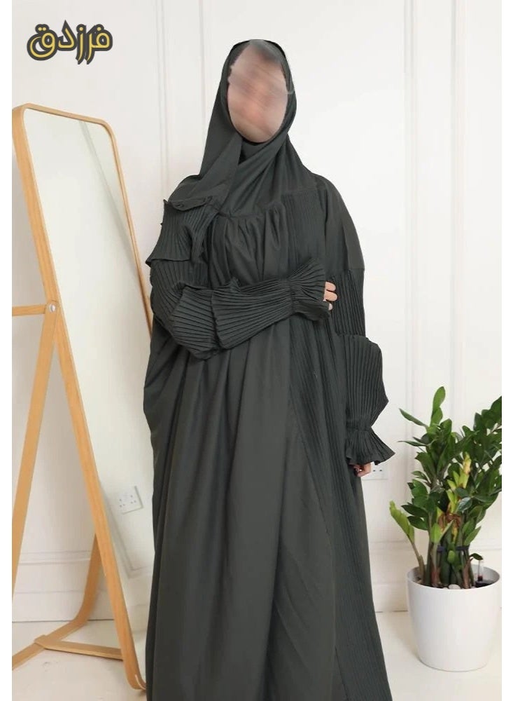 فرزدق شرشف صلاة نسائي (كسرات) لون زيتي واسع و مريح خامة باردة ممتازة ( مرد ) - Image 3