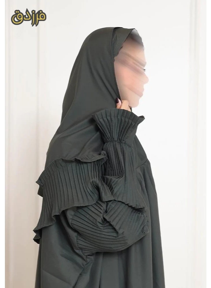 فرزدق شرشف صلاة نسائي (كسرات) لون زيتي واسع و مريح خامة باردة ممتازة ( مرد ) - Image 1