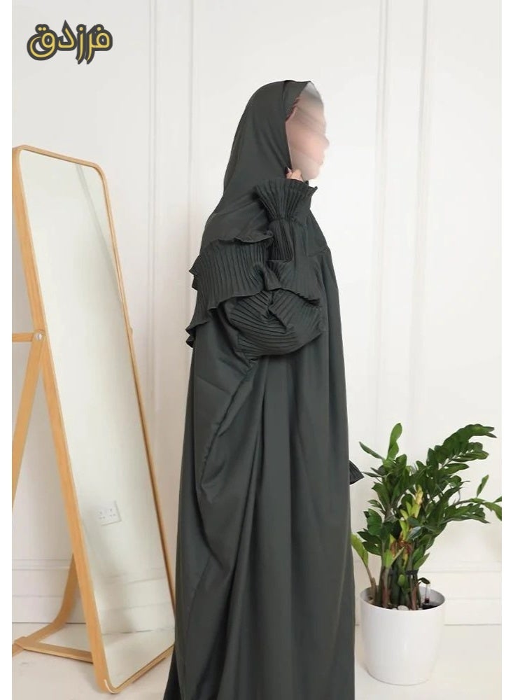 فرزدق شرشف صلاة نسائي (كسرات) لون زيتي واسع و مريح خامة باردة ممتازة ( مرد ) - Image 4