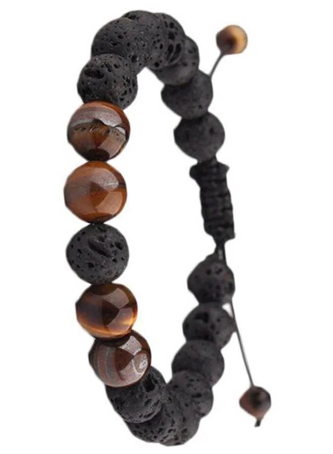 Lava Stone Beaded Charm Bracelet