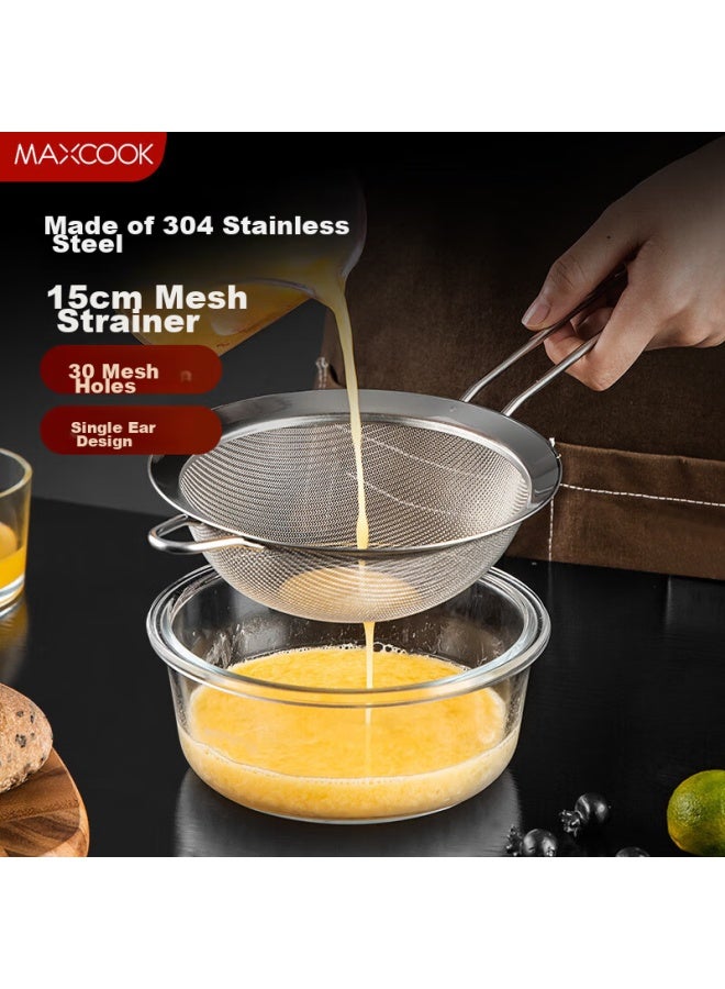 MAX COOK Meichun (maxcook) 304 Stainless Steel Mesh Strainer 30 Mesh, Fine Mesh Colander For Oil And Flour, 15cm Mccu7346  - Image 1