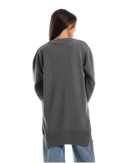 Andora Slip On High Low Pullover._Heather Grey  - Image 3