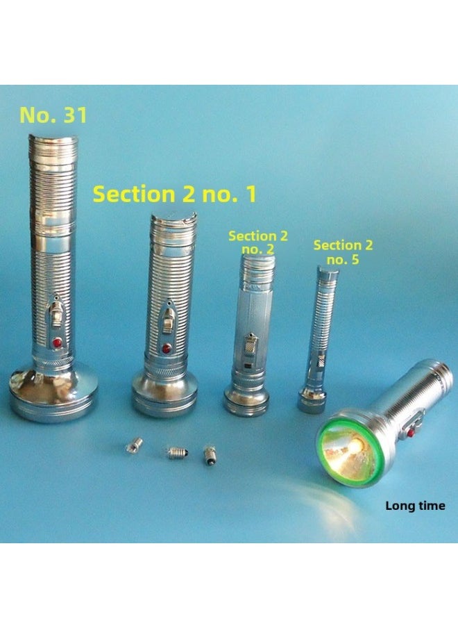 Generic - Old-fashioned Iron Flashlight No. 1, No. 2, No. 5 Battery Yellow Tungsten Bulb Glass Sheet Tiger Head Kaida-Product Specifications:Comes With 2 Batteries (shipping Fee Paid For Each Purchase) - Image 1