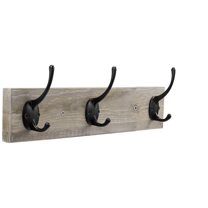 Sageme Wall Mounted Coat RackWooden Entryway Vintage Rustic Coat Rack Hat Hanger Rack Zinc diecast 3Hook Rail for The Entryway Bathroom Bedroom Kitchen Mudroom 3 Hooks Pinewood