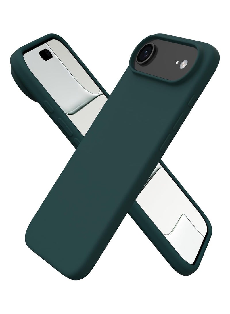 جراب سيليكون متوافق مع iPhone 17 Air، جراب هاتف سيليكون سائل رفيع مع مصد مطاطي ناعم مقاوم للصدمات مكون من 3 طبقات مع بطانة من مادة TPU (أخضر غامق) - Image 1