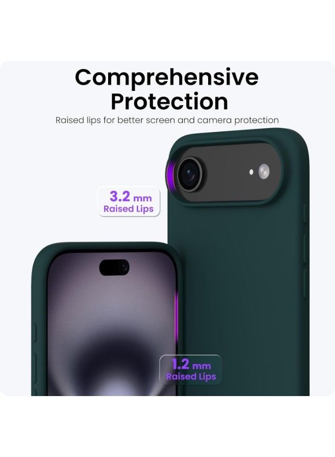 جراب سيليكون متوافق مع iPhone 17 Air، جراب هاتف سيليكون سائل رفيع مع مصد مطاطي ناعم مقاوم للصدمات مكون من 3 طبقات مع بطانة من مادة TPU (أخضر غامق) - Image 4