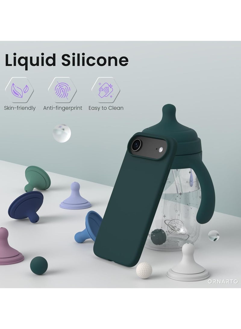 جراب سيليكون متوافق مع iPhone 17 Air، جراب هاتف سيليكون سائل رفيع مع مصد مطاطي ناعم مقاوم للصدمات مكون من 3 طبقات مع بطانة من مادة TPU (أخضر غامق) - Image 2
