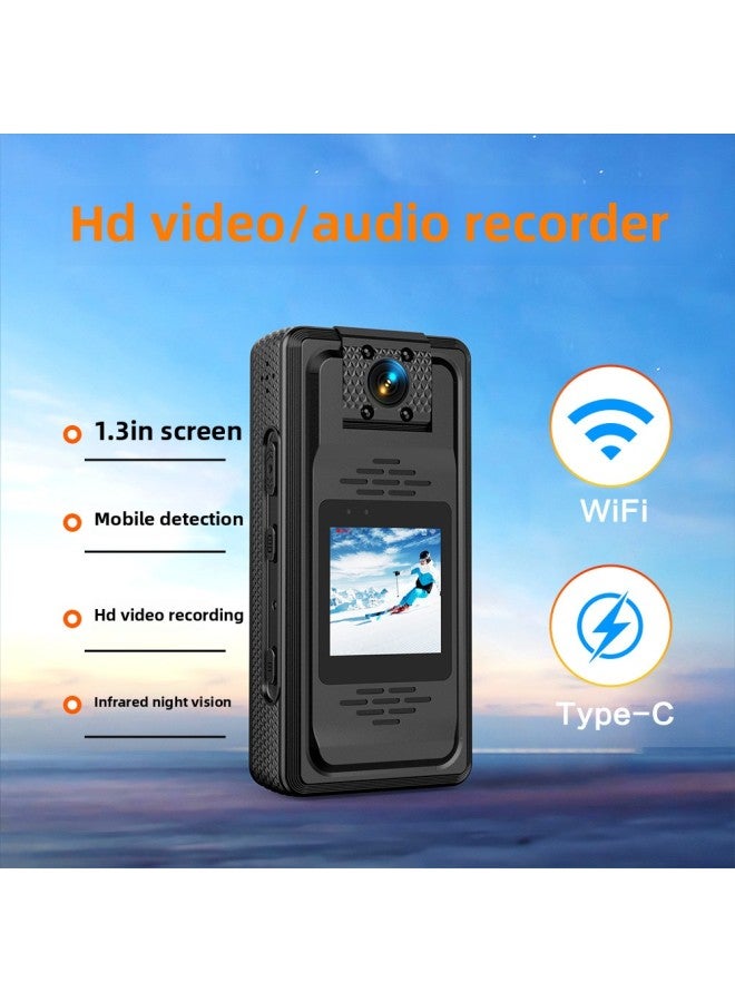 Generic HD Law Enforcement Driving Conference Recorder Portable WiFi Night Vision Camera Infrared Rotating Lens Magnetic Suction Back Clip-Body Color:Standard Configuration With 128gb Memory Card  - Image 1