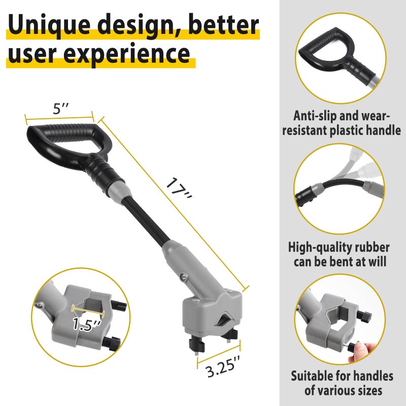 Phoncoo Universal Snow Shovel Handle, Back Saver Handle Attachment for Snow Shovel, Ergonomic Elasticity Handle Extension Universal Fit for Shovels Rakes, Weed Eater, String Trimmer, Gardening Tools - Image 2