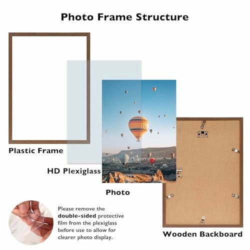 JCJMY 10x14 inch Picture Frame Brown for 30 x 40cm Diamond Art Painting, Horizontal and Vertical Formats for Wall Hanging, 10 x 14 Wall Gallery Poster Photo Frame with Shatter Resistant Plexiglass, Brown - Image 2