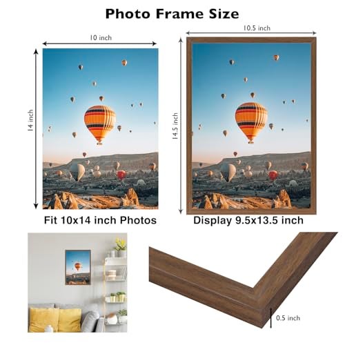 JCJMY 10x14 inch Picture Frame Brown for 30 x 40cm Diamond Art Painting, Horizontal and Vertical Formats for Wall Hanging, 10 x 14 Wall Gallery Poster Photo Frame with Shatter Resistant Plexiglass, Brown - Image 3