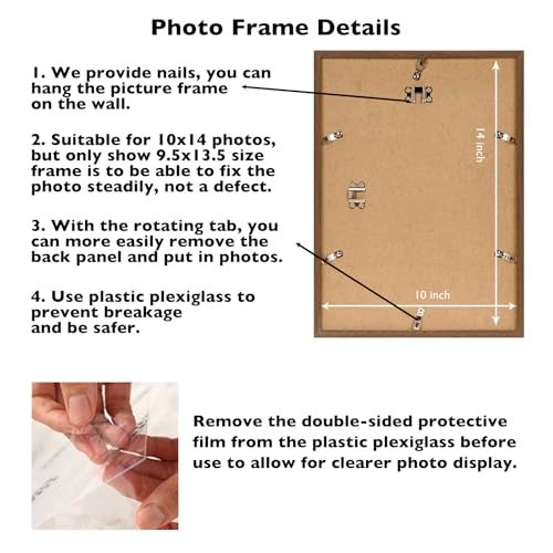 JCJMY 10x14 inch Picture Frame Brown for 30 x 40cm Diamond Art Painting, Horizontal and Vertical Formats for Wall Hanging, 10 x 14 Wall Gallery Poster Photo Frame with Shatter Resistant Plexiglass, Brown - Image 4