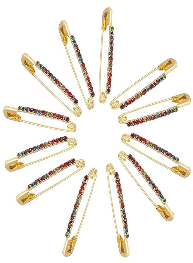 Evrysdi Multicolor Stone Saree Pins Brooch Set for Sari Pleats Holding Pallu Lehanaga Dresses - Image 4