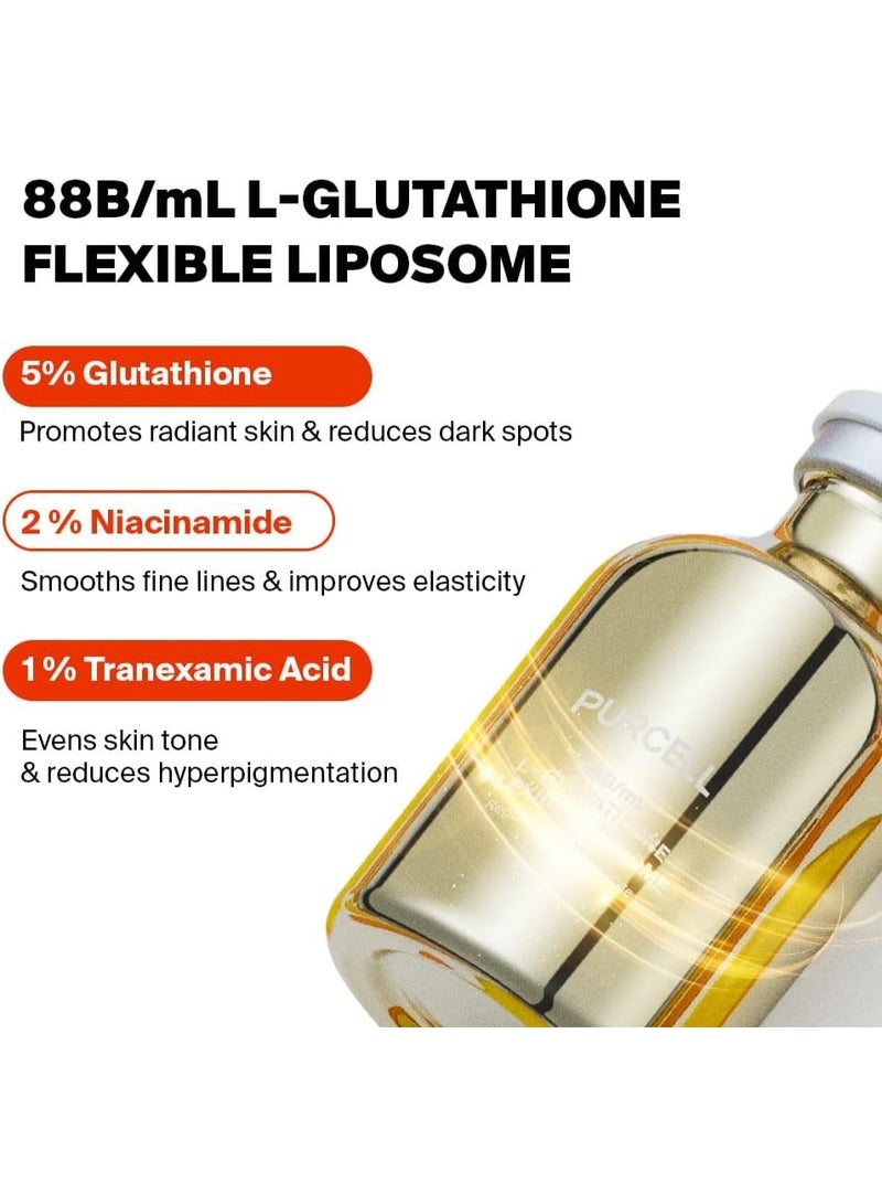 PURCELL 5% Glutathione Face Serum – High Concentration Brightening Serum with Niacinamide, Tranexamic Acid & Vitamin E, Hydrating, Lightweight, For Dull & Uneven Skin, 1.01 fl oz - Image 3