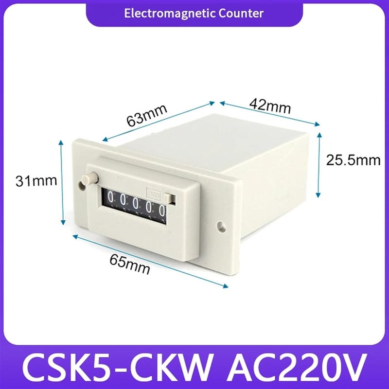 CSK5 CKW AC220V 4 5 6 Digit Electromagnetic Counter Manual Lockable Pulse Counter - Image 2
