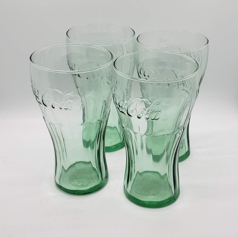 Coca-Cola CLASSIC COCA-COLA Green Glass Tumbler GIFT SET OF 4 Glasses (6" Tall--16.75 oz. Size) - Image 2