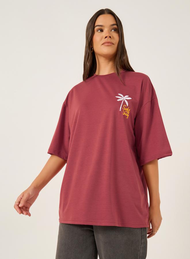 Styli Embroidered Short Sleeve Oversized T-Shirt - Image 3