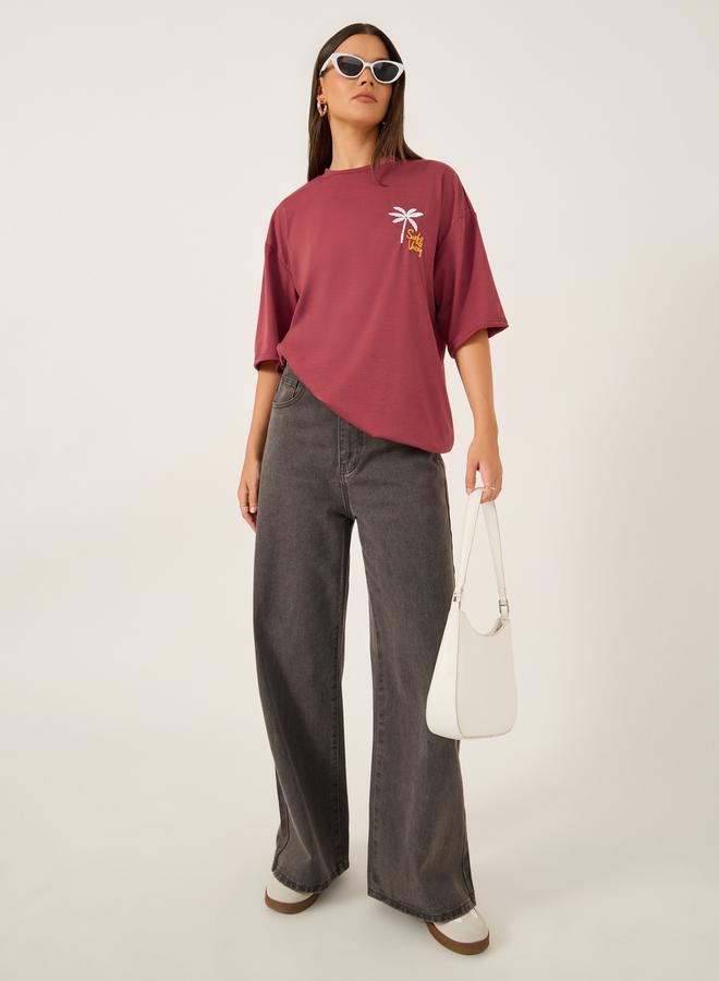 Styli Embroidered Short Sleeve Oversized T-Shirt - Image 2