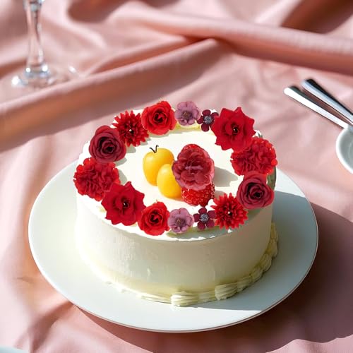 phnydreg Faux Flowers Heads Small Decorative Flowers for Crafts Cake Wreath Garlands Wedding Table Home Decoration (54, red) - Image 4
