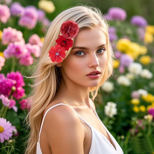 phnydreg Faux Flowers Heads Small Decorative Flowers for Crafts Cake Wreath Garlands Wedding Table Home Decoration (54, red) - Image 3