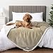 PetAmi Waterproof Dog Blanket for Couch Queen 90x90 Pee Proof Sherpa Fleece Reversible Pet Throw Furniture Protector for Bed Sofa Soft Washable Cover for Large Dogs Cats Taupe - Image 2
