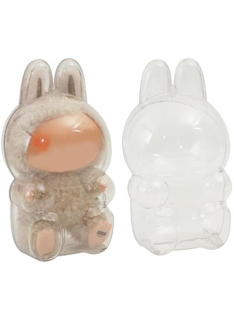 Protective Case for LABUBU, Clear Figure Display Bag with Keychain, Plastic Protective Cover, Storage Transparent PVC Bag Hanging Model (Doll Not Include, Style B Sitting)