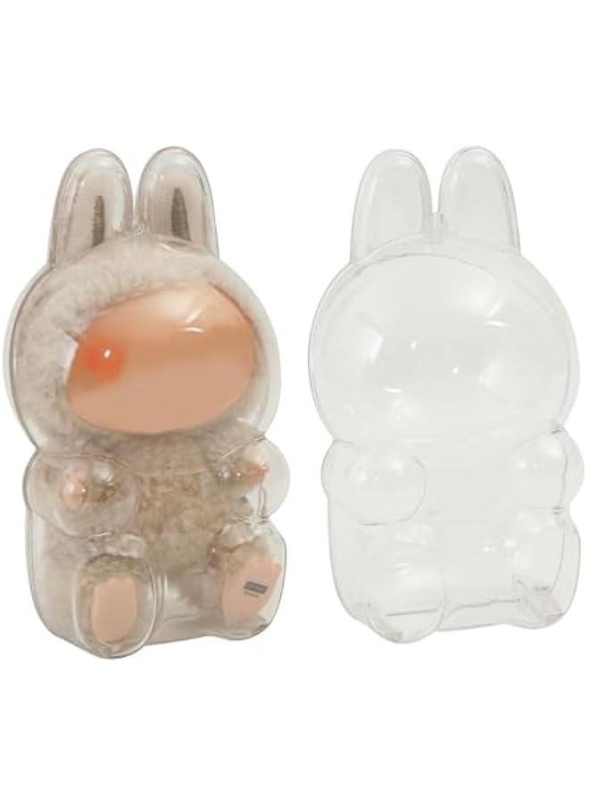 Arabest Protective Case for LABUBU, Clear Figure Display Bag with Keychain, Plastic Protective Cover, Storage Transparent PVC Bag Hanging Model (Doll Not Include, Style B Sitting)  - Image 1