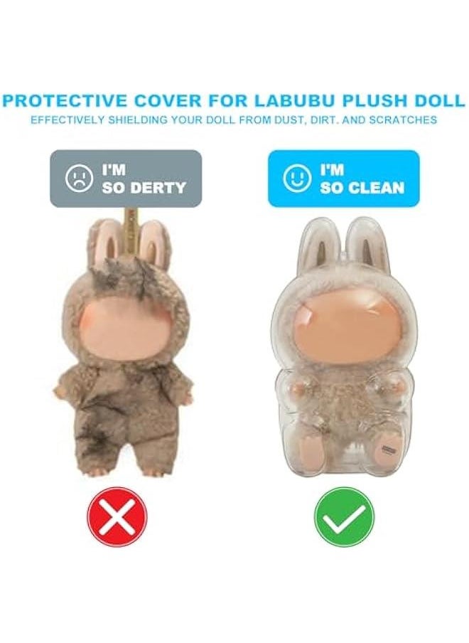 Arabest Protective Case for LABUBU, Clear Figure Display Bag with Keychain, Plastic Protective Cover, Storage Transparent PVC Bag Hanging Model (Doll Not Include, Style B Sitting)  - Image 3