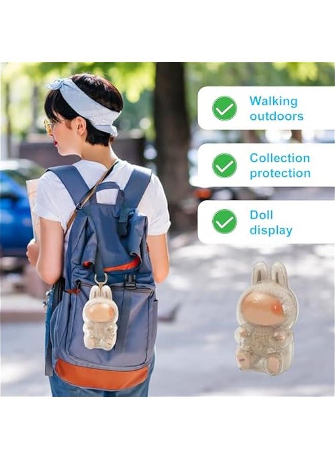 Protective Case for LABUBU, Clear Figure Display Bag with Keychain, Plastic Protective Cover, Storage Transparent PVC Bag Hanging Model (Doll Not Include, Style B Sitting)
