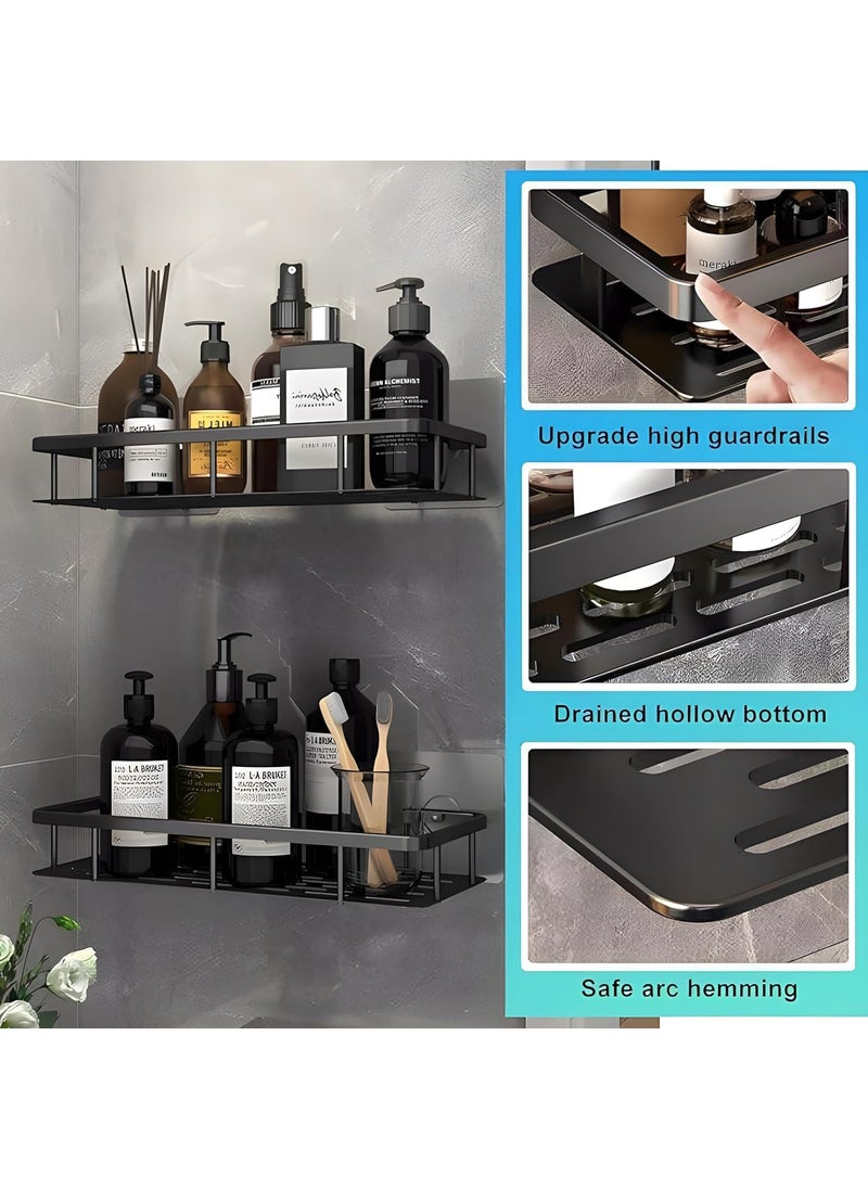 Perpetual - Perpetual Self - Adhesive Bathroom Shelf For Wall, Multipurpose Wall Mounted Bathroom and Kitchen Organiser Without Drill, Space Saving Stand For Bathroom And Kitchen Wall (Pack Of 2) Black - Image 1
