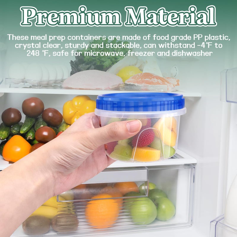 ISUSSER 12 Pack Freezer Containers with Screw On Lids, 12 Oz Stackable Reusable Plastic Storage Container, Airtight Plastic Food Storage Containers with Twist Top Lids for Food Soup Jello Sauce - Image 5