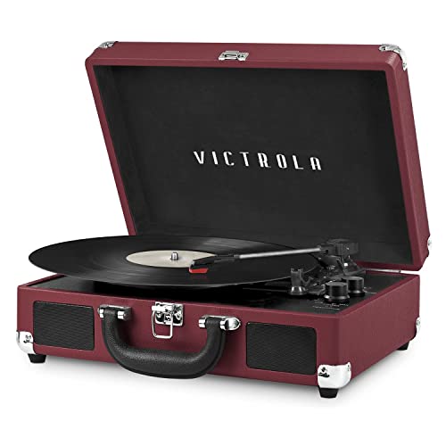 Victrola Journey Bluetooth Portable Suitcase Record Player – with Built-in Speakers, 3 Speed Vinyl Record Player, RCA Out, Headphone Jack (Marsala) - Image 1