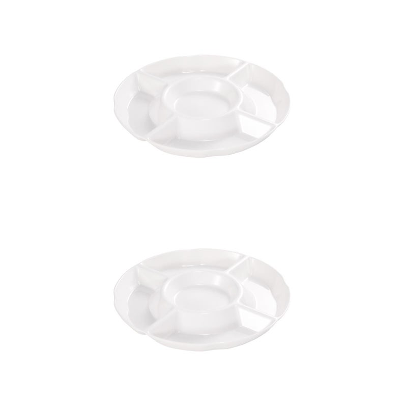 2 pcs Imitation Porcelain Multi-grids Plate Fast Food Plate - Image 1