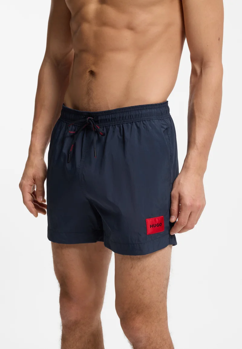 HUGO Dark Blue Quick-dry swim shorts with logo label for Men | Best Price UAE
