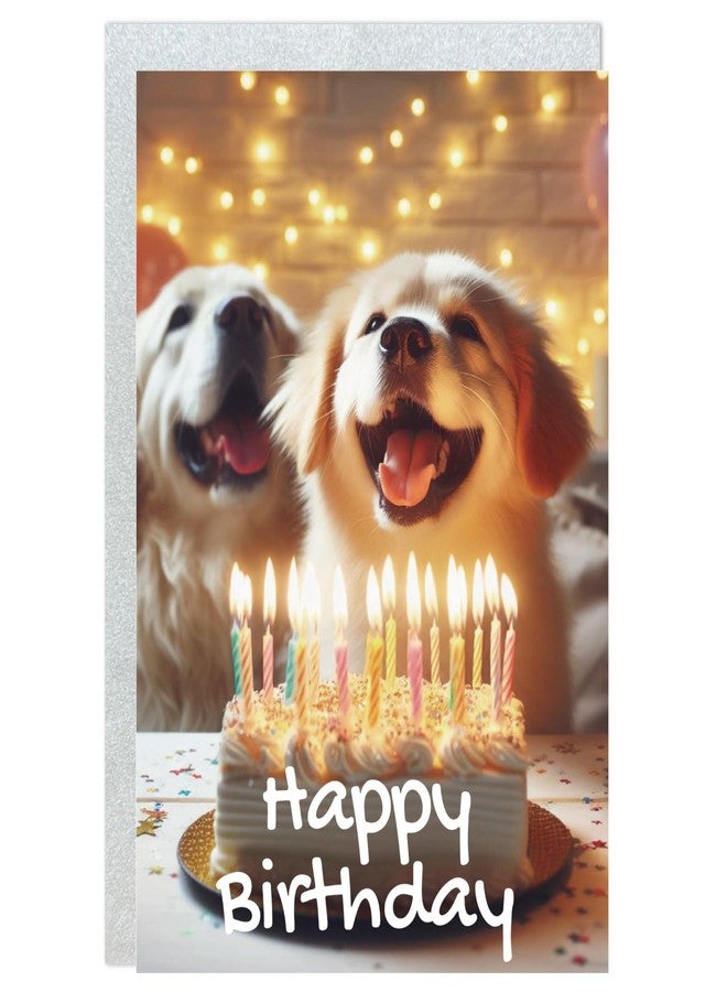 Gooji 5x7 Dogs Birthday Card, Funny Humorous Cute Card for Wife Husband Teenage Young Boy Girl Men Women Adult, Golden (Candles) - Image 1
