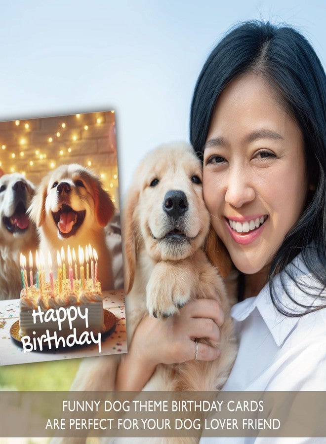 Gooji 5x7 Dogs Birthday Card, Funny Humorous Cute Card for Wife Husband Teenage Young Boy Girl Men Women Adult, Golden (Candles) - Image 5