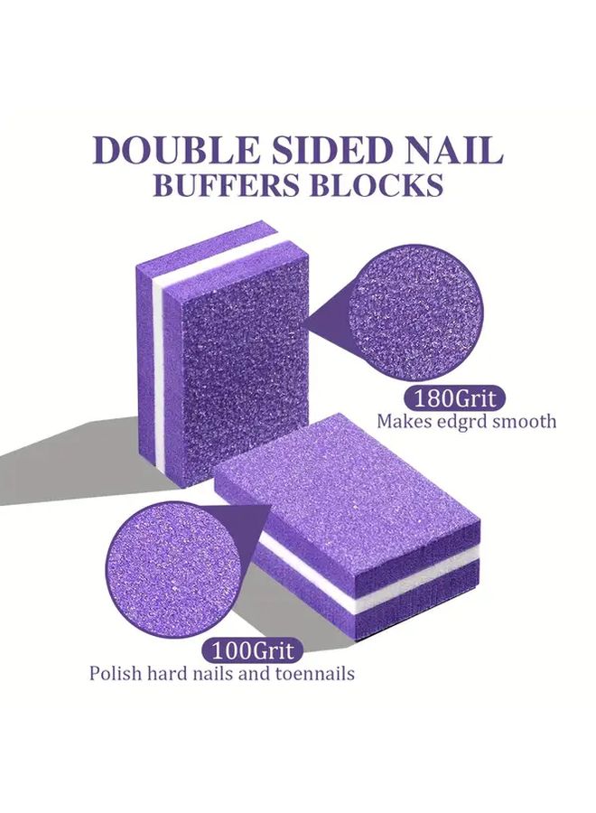 50pcs Dual Sided Soft Nail Buffers Washable Mix Color Manicure Pedicure Files - Image 3