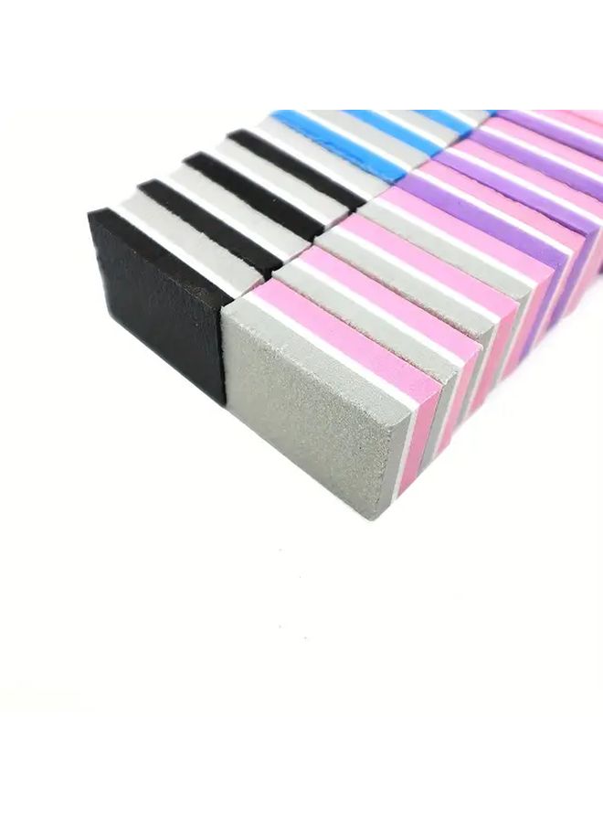 50pcs Dual Sided Soft Nail Buffers Washable Mix Color Manicure Pedicure Files - Image 2