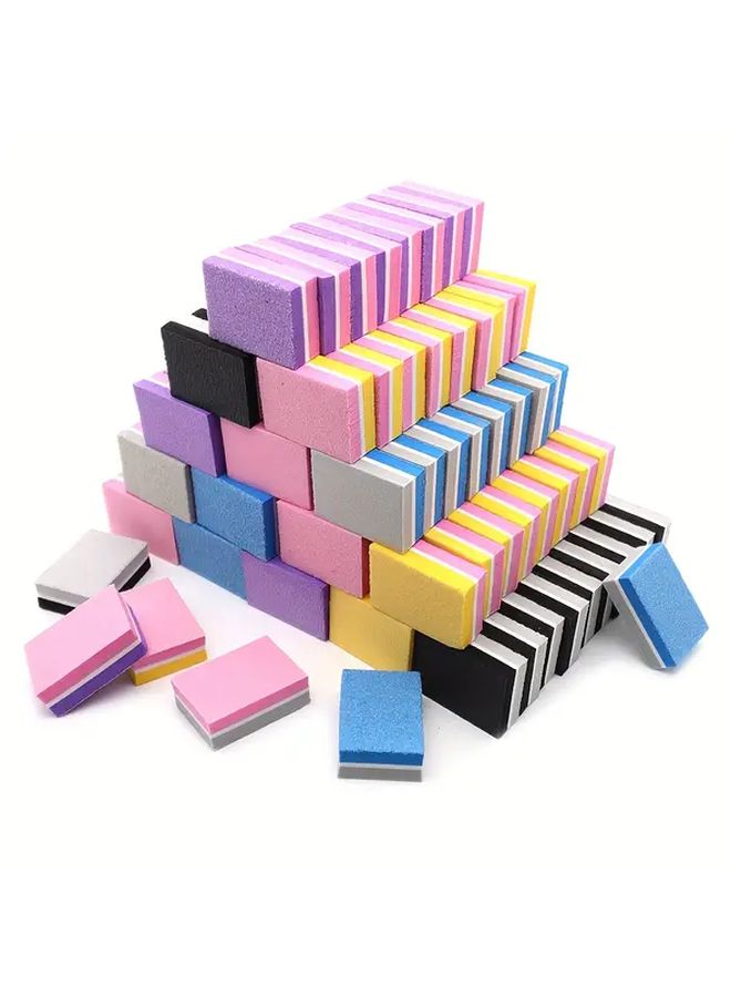 50pcs Dual Sided Soft Nail Buffers Washable Mix Color Manicure Pedicure Files - Image 1
