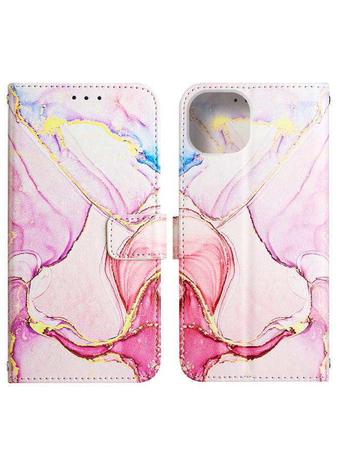 اس-توب جراب هاتف iPhone 14 من الجلد القابل للطي بنمط رخامي - Image 2