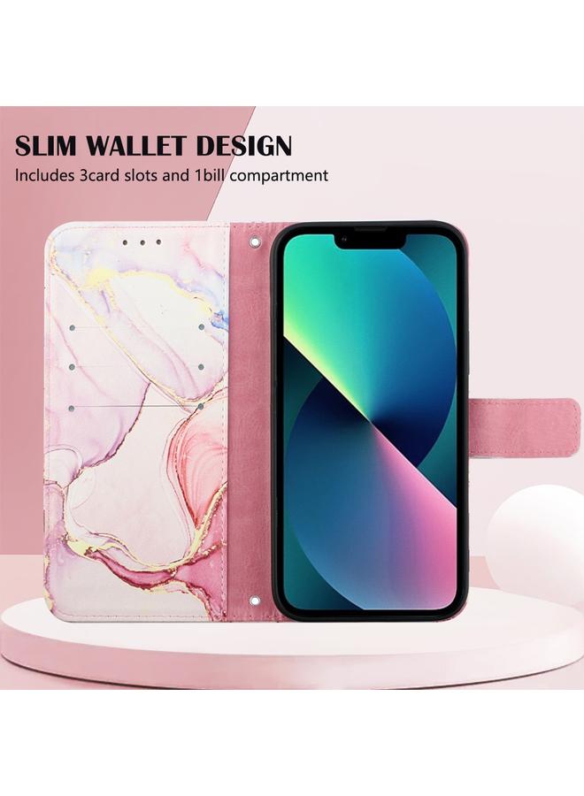 اس-توب جراب هاتف iPhone 14 من الجلد القابل للطي بنمط رخامي - Image 4