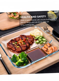 fenix 2-Piece Tempered Glass Durable Divided Plates, 10 inch 3 Divided Round Plate, 10 inch 4 Divided Square Plate, Lunch Boxes Divider, Divided Dinner Plates, Microwave& Dishwasher Safe, Storage Sets  - Image 3