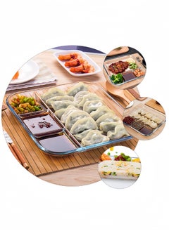 fenix 2-Piece Tempered Glass Durable Divided Plates, 10 inch 3 Divided Round Plate, 10 inch 4 Divided Square Plate, Lunch Boxes Divider, Divided Dinner Plates, Microwave& Dishwasher Safe, Storage Sets  - Image 2