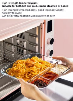 fenix 2-Piece Tempered Glass Durable Divided Plates, 10 inch 3 Divided Round Plate, 10 inch 4 Divided Square Plate, Lunch Boxes Divider, Divided Dinner Plates, Microwave& Dishwasher Safe, Storage Sets  - Image 5